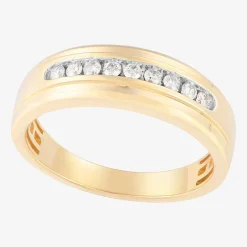 (F / Vs2) Mens 6.8mm 1/4 CT. T.W. Lab Grown White Diamond 10K Gold Round Wedding Band