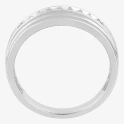 (F / Vs2) Mens 6.8mm 1/4 CT. T.W. Lab Grown White Diamond 10K Gold Round Wedding Band