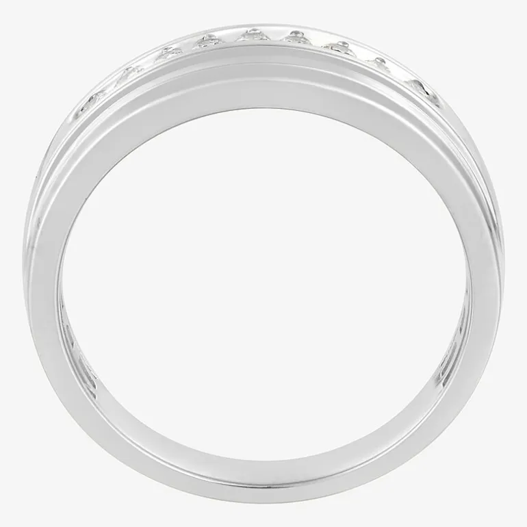 (F / Vs2) Mens 6.8mm 1/4 CT. T.W. Lab Grown White Diamond 10K Gold Round Wedding Band