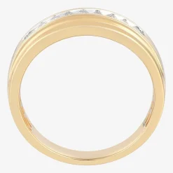 (F / Vs2) Mens 6.8mm 1/4 CT. T.W. Lab Grown White Diamond 10K Gold Round Wedding Band