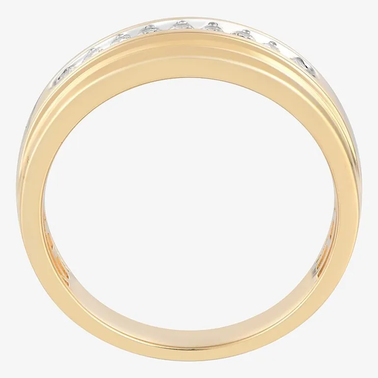 (F / Vs2) Mens 6.8mm 1/4 CT. T.W. Lab Grown White Diamond 10K Gold Round Wedding Band