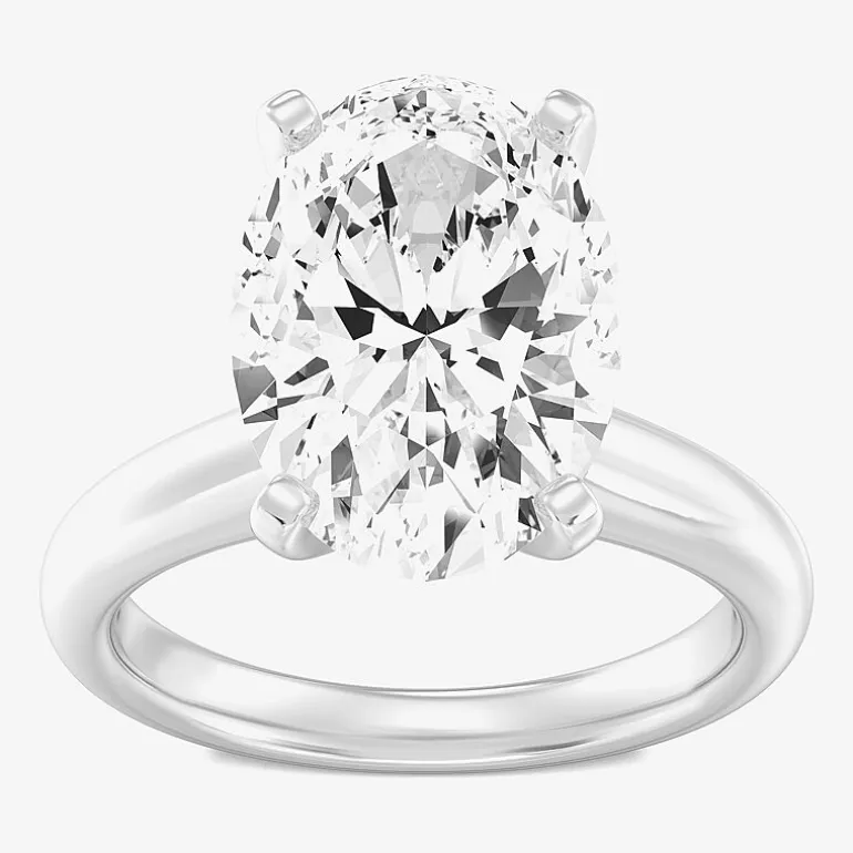 (F / VS1) Womens 5 CT. Lab-Grown White Diamond 14K Gold Oval Solitaire Engagement Ring