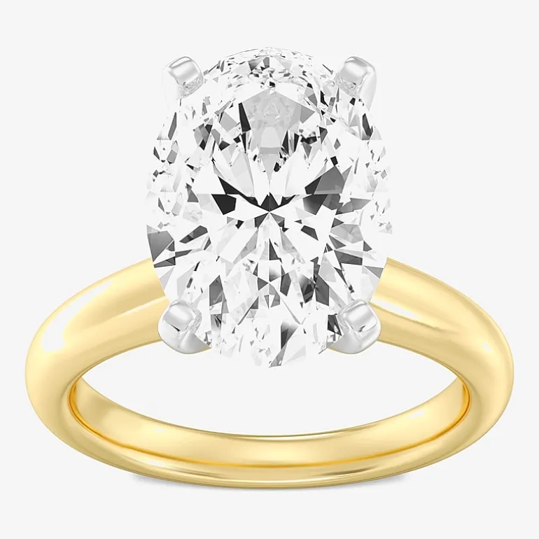 (F / VS1) Womens 5 CT. Lab-Grown White Diamond 14K Gold Oval Solitaire Engagement Ring