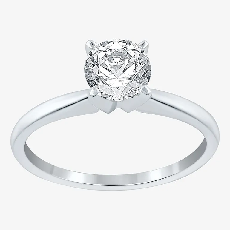 (F / VS2) Womens 1 CT. Lab-Grown White Diamond 14K Gold Round Solitaire Engagement Ring