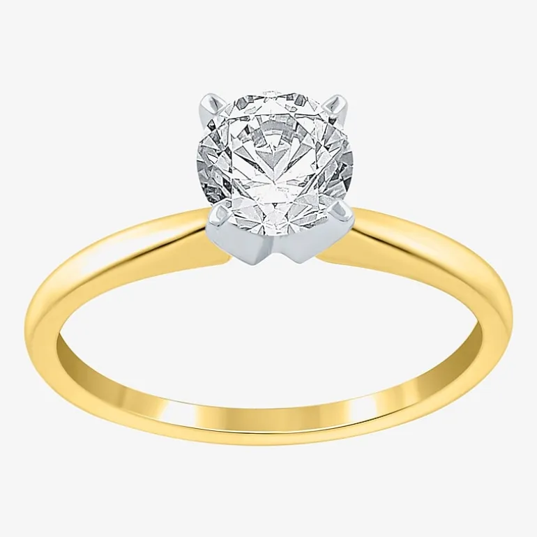 (F / VS2) Womens 1 CT. Lab-Grown White Diamond 14K Gold Round Solitaire Engagement Ring