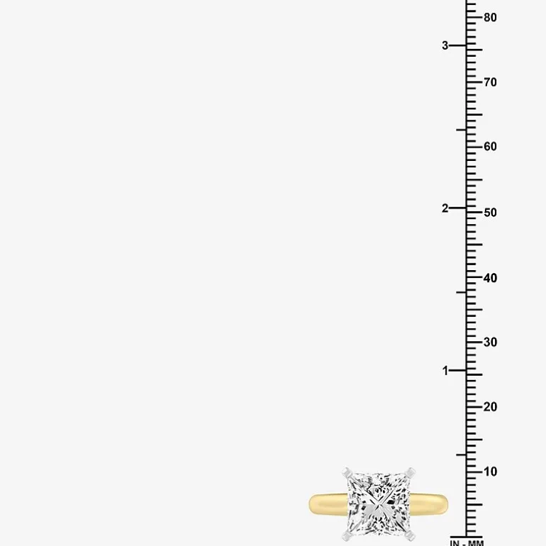 (F / VS1) Womens 5 CT. Lab-Grown White Diamond 14K Gold Princess-cut Solitaire Engagement Ring