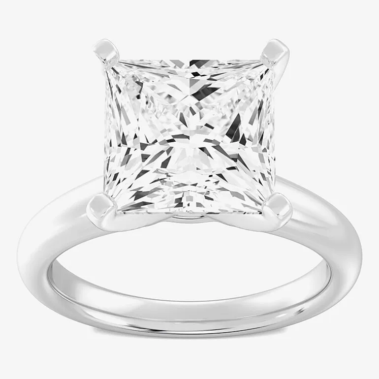 (F / VS1) Womens 5 CT. Lab-Grown White Diamond 14K Gold Princess-cut Solitaire Engagement Ring