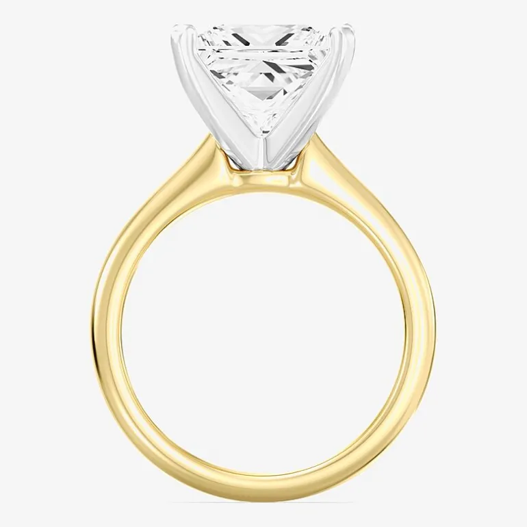 (F / VS1) Womens 5 CT. Lab-Grown White Diamond 14K Gold Princess-cut Solitaire Engagement Ring