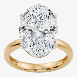 (F/Vs2) Womens 10 Ct. Lab Grown White Diamond 14K Gold Oval Solitaire Engagement Ring