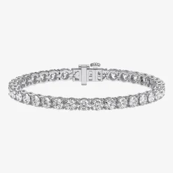 (F / Vs2) Womens 10 Ct.T.W. Lab Grown White Diamond 14K Gold Over Silver 6 1/2 Inch Tennis Bracelet