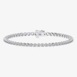 (F / Vs2) Womens 2 CT. T.W. Lab Grown White Diamond Sterling Silver 8 Inch Tennis Bracelet