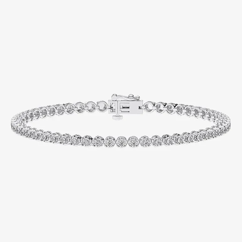 (F / Vs2) Womens 2 CT. T.W. Lab Grown White Diamond Sterling Silver 8 Inch Tennis Bracelet