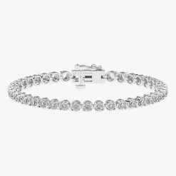 (F / Vs2) Womens 2 CT. T.W. Lab Grown White Diamond 14K Gold Over Silver 6 1/2 Inch Tennis Bracelet
