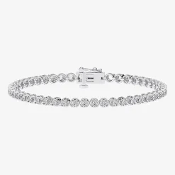 (F / Vs2) Womens 2 CT. T.W. Lab Grown White Diamond 14K Gold Over Silver 7.25 Inch Tennis Bracelet