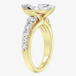 (F / Vs2) Womens 2 CT. T.W. Lab Grown White Diamond 10K Gold Marquise Side Stone Engagement Ring