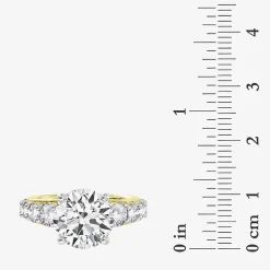 (F / Vs2) Womens 4 CT. T.W. Lab Grown White Diamond 14K Gold Round Side Stone Engagement Ring