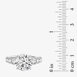 (F / Vs2) Womens 4 CT. T.W. Lab Grown White Diamond 14K Gold Round Side Stone Engagement Ring