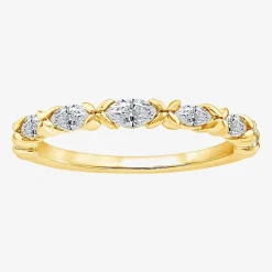 (F / Vs2) Womens 1/2 CT. T.W. Lab Grown White Diamond 10K Gold Anniversary Wedding Band