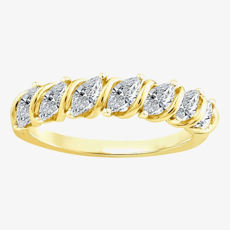 (F / Vs2) Womens 1 CT. T.W. Lab Grown White Diamond 10K Gold Anniversary Wedding Band