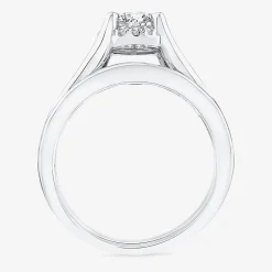 (F / VS2) Womens 1 1/2 CT. T.W. Lab Grown White Diamond 10K or 14K Gold Round Side Stone Bridal Set