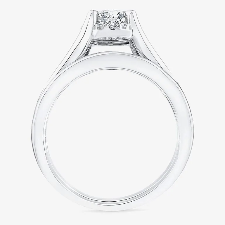 (F / VS2) Womens 1 1/2 CT. T.W. Lab Grown White Diamond 10K or 14K Gold Round Side Stone Bridal Set