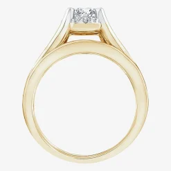 (F / VS2) Womens 1 1/2 CT. T.W. Lab Grown White Diamond 10K or 14K Gold Round Side Stone Bridal Set
