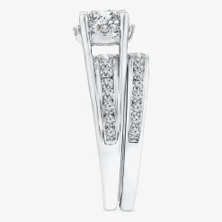 (F / VS2) Womens 1 1/2 CT. T.W. Lab Grown White Diamond 10K or 14K Gold Round Side Stone Bridal Set