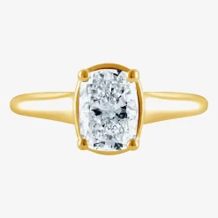 (F / Vs2) Womens 1 1/2 CT. T.W. Lab Grown White Diamond 10K Gold Cushion Solitaire Engagement Ring