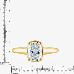 (F / Vs2) Womens 1 1/2 CT. T.W. Lab Grown White Diamond 10K Gold Cushion Solitaire Engagement Ring
