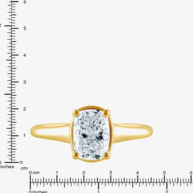 (F / Vs2) Womens 1 1/2 CT. T.W. Lab Grown White Diamond 10K Gold Cushion Solitaire Engagement Ring
