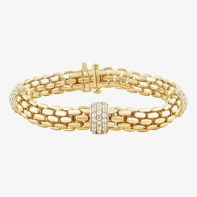 (F/Vs2) Womens 14K Gold Over Silver 8 Inch Solid Chain Bracelet