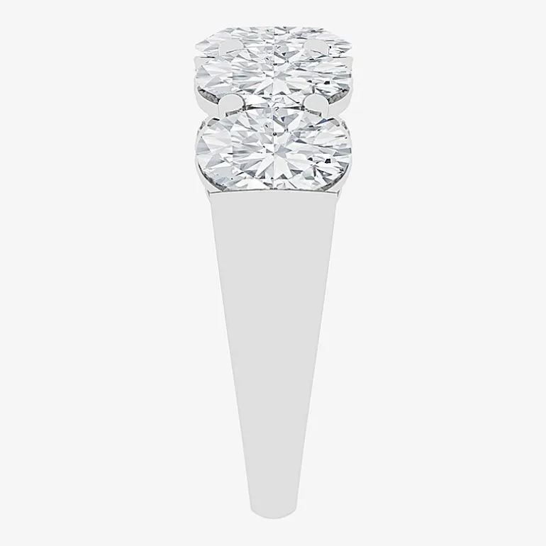 (F / Vs2) Womens 23.MM 4 CT. T.W. Lab Grown White Diamond 10K Gold Oval 5-Stone Wedding Band