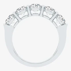 (F / Vs2) Womens 23.MM 4 CT. T.W. Lab Grown White Diamond 10K Gold Oval 5-Stone Wedding Band