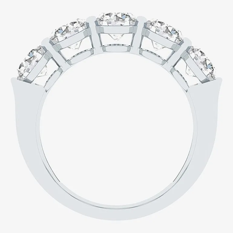 (F / Vs2) Womens 23.MM 4 CT. T.W. Lab Grown White Diamond 10K Gold Oval 5-Stone Wedding Band