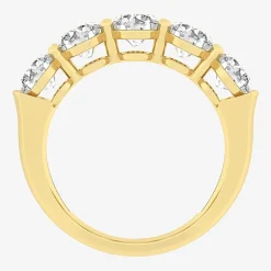 (F / Vs2) Womens 23.MM 4 CT. T.W. Lab Grown White Diamond 10K Gold Oval 5-Stone Wedding Band