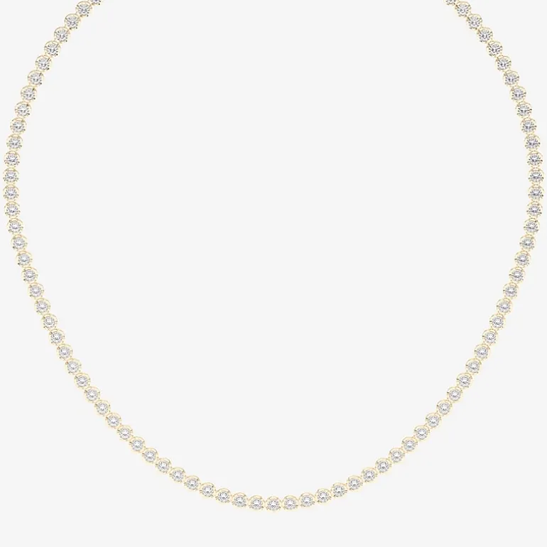 (F / Vs2) Womens White Diamond Sterling Silver 17 Inch Tennis Necklace