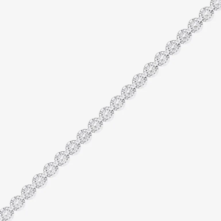 (F / Vs2) Womens White Diamond Sterling Silver 17 Inch Tennis Necklace