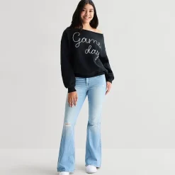 Game Day Fleece Womens Juniors Crew Neck Long Sleeve Sweatshirt