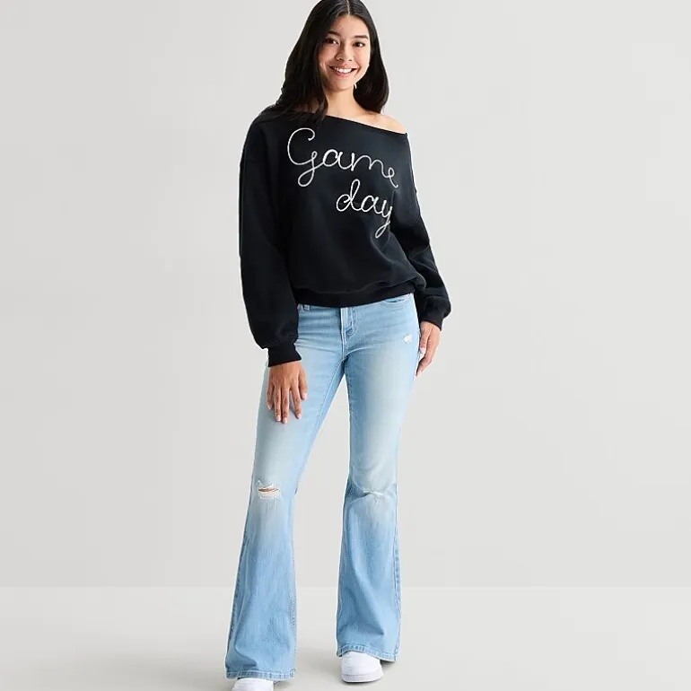 Game Day Fleece Womens Juniors Crew Neck Long Sleeve Sweatshirt