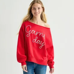 Game Day Fleece Womens Juniors Crew Neck Long Sleeve Sweatshirt