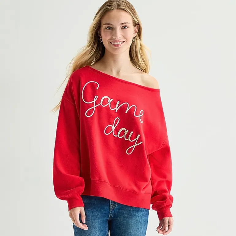 Game Day Fleece Womens Juniors Crew Neck Long Sleeve Sweatshirt
