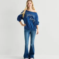 Game Day Fleece Womens Juniors Crew Neck Long Sleeve Sweatshirt