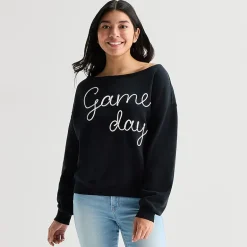 Game Day Fleece Womens Juniors Crew Neck Long Sleeve Sweatshirt