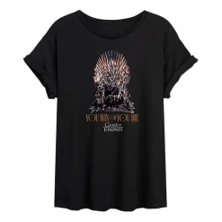 Game Of Thrones You Live Or You Die Tee Womens Juniors Crew Neck Short Sleeve Oversized Graphic T-Shirt