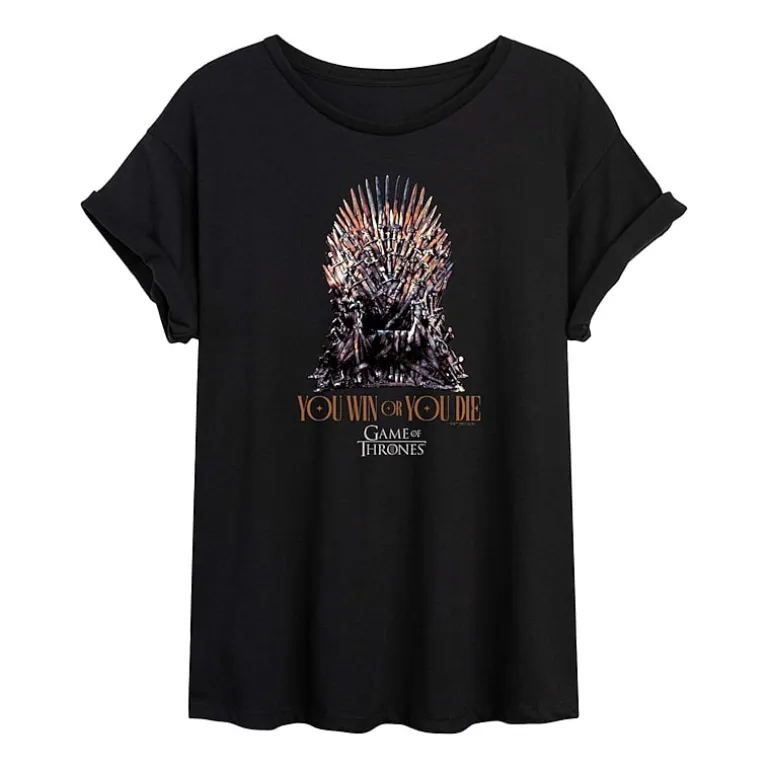 Game Of Thrones You Live Or You Die Tee Womens Juniors Crew Neck Short Sleeve Oversized Graphic T-Shirt