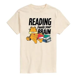 Garfield Reading Feeds The Brain Tee Womens Juniors Crew Neck Short Sleeve Regular Fit Garfield Graphic T-Shirt