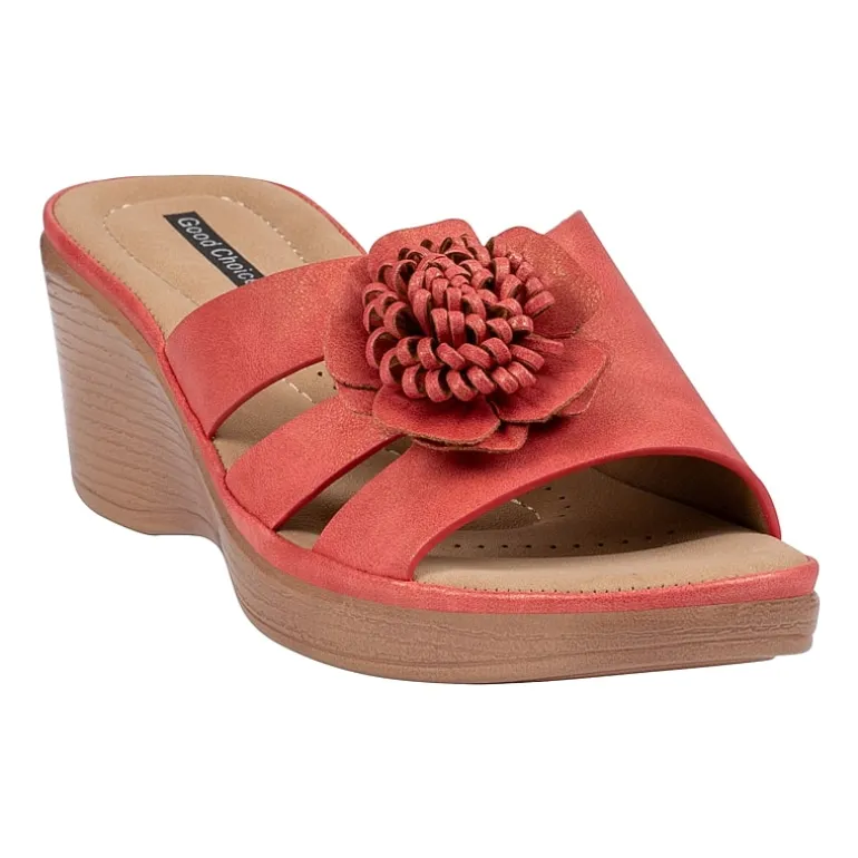 GC Shoes Womens Jenna Floral Wedge Sandals