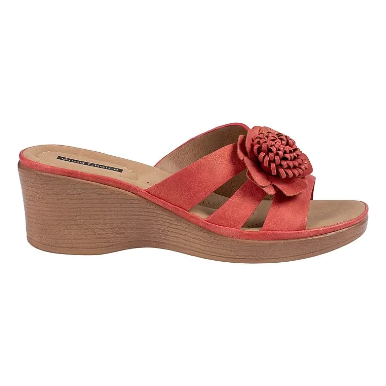 GC Shoes Womens Jenna Floral Wedge Sandals