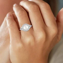 Gemstone and Lab-Created White Sapphire Sterling Silver Oval Double Halo Cocktail Ring