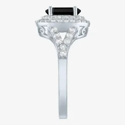 Gemstone and Lab-Created White Sapphire Sterling Silver Oval Double Halo Cocktail Ring